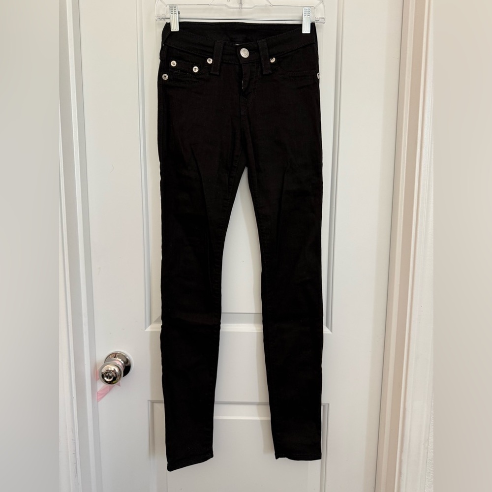 TRUE RELIGION mid-rise super skinny jeans, Size 23, Black